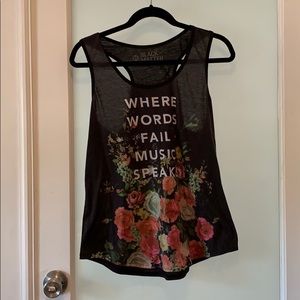 Hot Topic Black Matter Black and Floral Music Tank